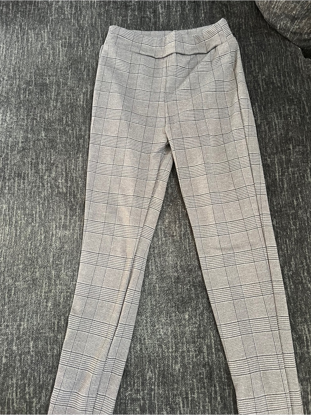 Ladies Gray Plaid Slim Dress Pants